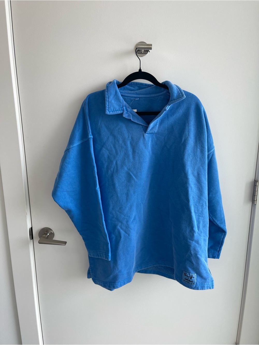 Sloppy Joe Clothing Cotton Blue Pullover Collar Sweatshirt